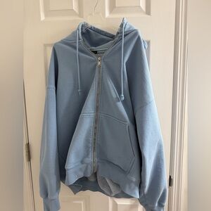 Brandy Melville Light Blue Full-Zip Hoodie